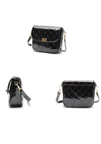 Laureen Patent Studs Leather Bag Black