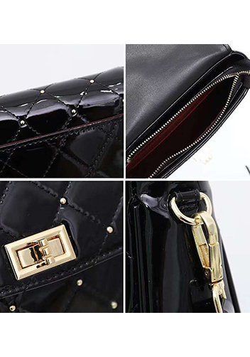 Laureen Patent Studs Leather Bag Black