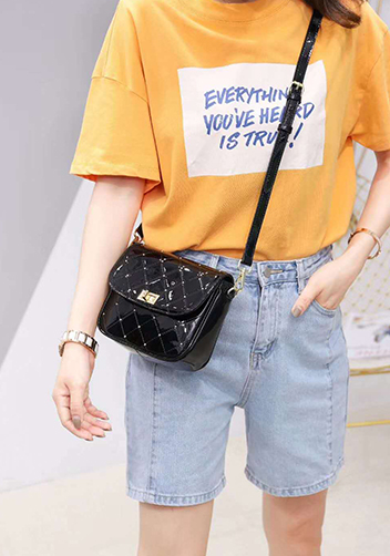 Laureen Patent Studs Leather Bag Black