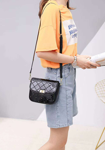 Laureen Patent Studs Leather Bag Black