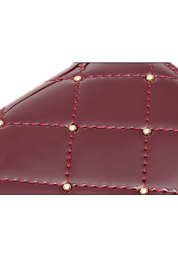 Laureen Patent Studs Leather Bag Burgundy