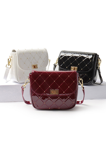 Laureen Patent Studs Leather Bag Burgundy