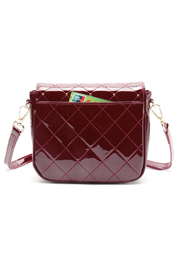 Laureen Patent Studs Leather Bag Burgundy