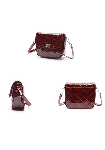 Laureen Patent Studs Leather Bag Burgundy