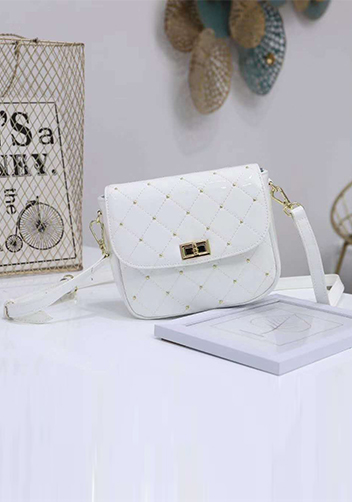 Laureen Patent Studs Leather Bag White