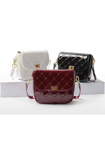 Laureen Patent Studs Leather Bag White