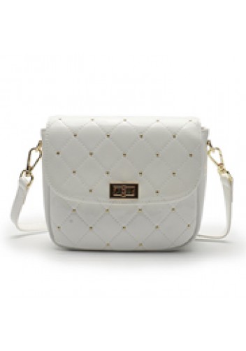 Laureen Patent Studs Leather Bag White