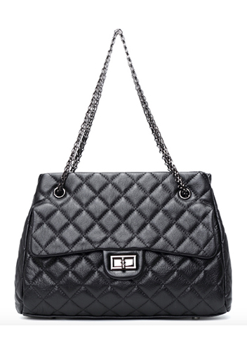 Adele Leather Shoulder Tote Bag Black