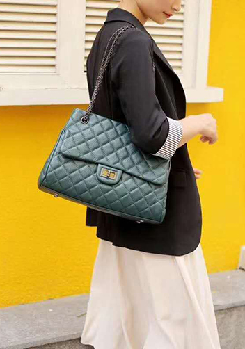 Adele Leather Shoulder Tote Bag Green