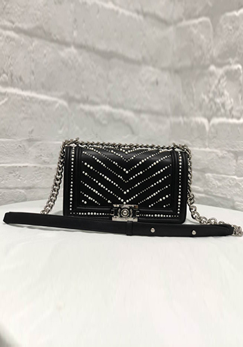 Ingrid Leather Flap Bag With Pearls Black