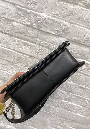 Ingrid Leather Flap Bag With Pearls Black