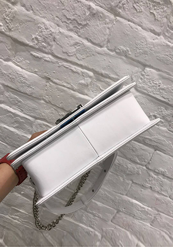 Ingrid Leather Flap Bag With Pearls White