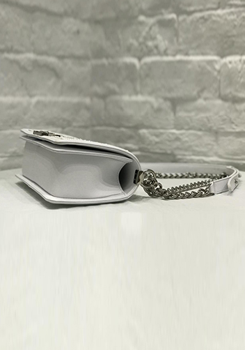 Ingrid Leather Flap Bag With Pearls White
