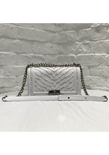 Ingrid Leather Flap Bag With Pearls White