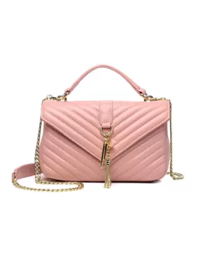 Yvonne Lambskin Medium Flap Bag Pink