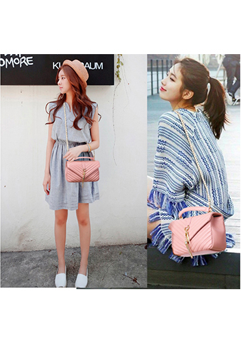 Yvonne Lambskin Medium Flap Bag Pink