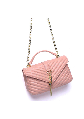 Yvonne Lambskin Medium Flap Bag Pink