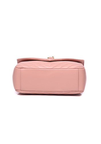 Yvonne Lambskin Medium Flap Bag Pink