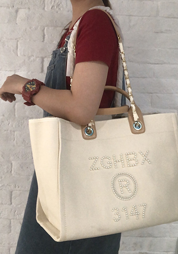 Alison Beach Shopping Large Tote Cream