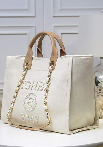 Alison Beach Shopping Large Tote Cream