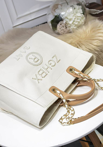 Alison Beach Shopping Large Tote Cream