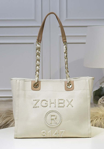 Alison Beach Shopping Medium Tote Cream
