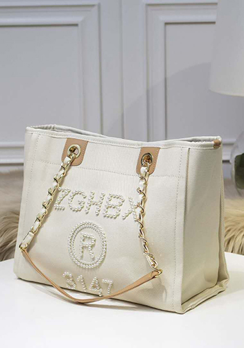 Alison Beach Shopping Medium Tote Cream