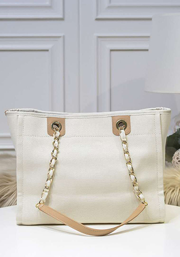 Alison Beach Shopping Medium Tote Cream