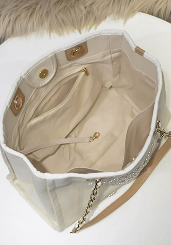 Alison Beach Shopping Medium Tote Cream