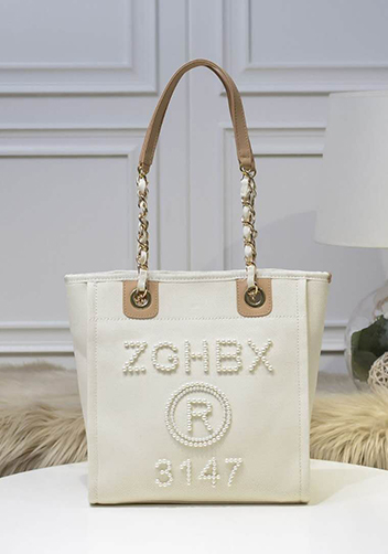Alison Beach Shopping Small Tote Cream
