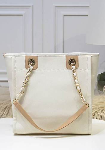 Alison Beach Shopping Small Tote Cream