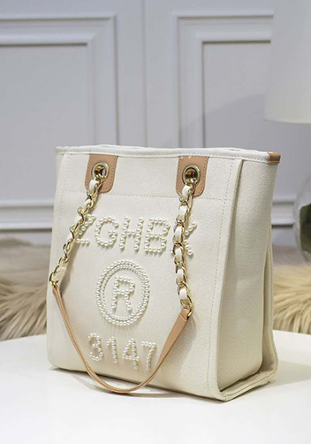 Alison Beach Shopping Small Tote Cream
