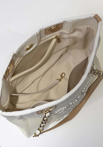 Alison Beach Shopping Small Tote Cream
