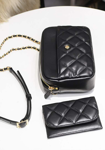 Marisela Leather Shoulder Medium Bag Black