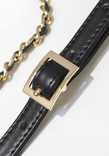 Marisela Leather Shoulder Medium Bag Black