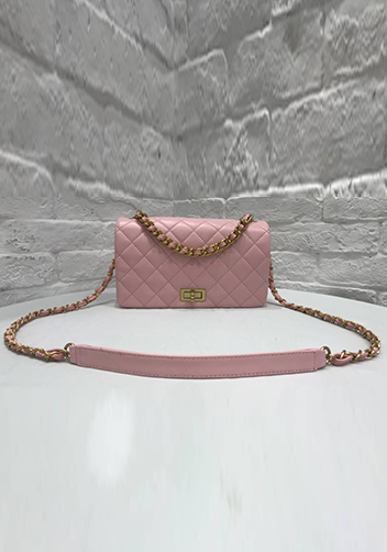 Adele Chain Leather Shoulder Bag Pink