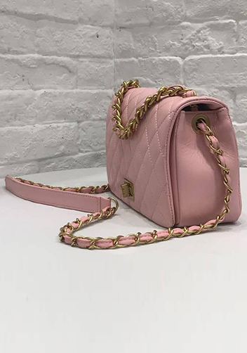 Adele Chain Leather Shoulder Bag Pink