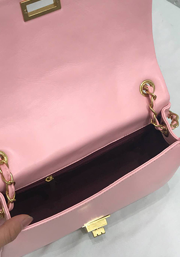 Adele Chain Leather Shoulder Bag Pink