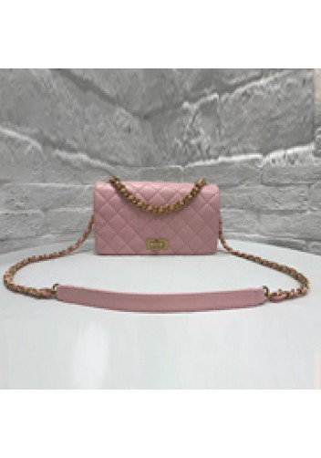 Adele Chain Leather Shoulder Bag Pink