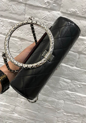 Adele Circle Leather Shoulder Bag Black