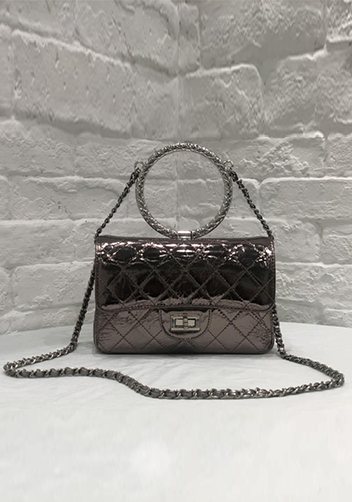 Adele Circle Leather Shoulder Bag Sliver