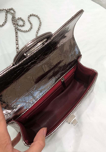 Adele Circle Leather Shoulder Bag Sliver