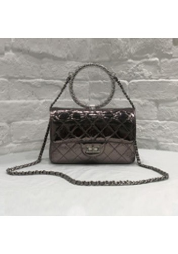 Adele Circle Leather Shoulder Bag Sliver