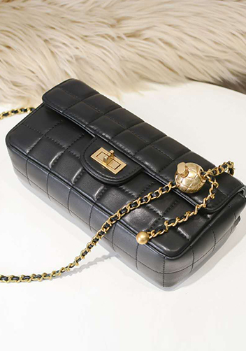 Adele Ice Cubes Leather Shoulder Bag Black