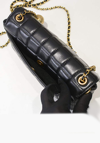 Adele Ice Cubes Leather Shoulder Bag Black