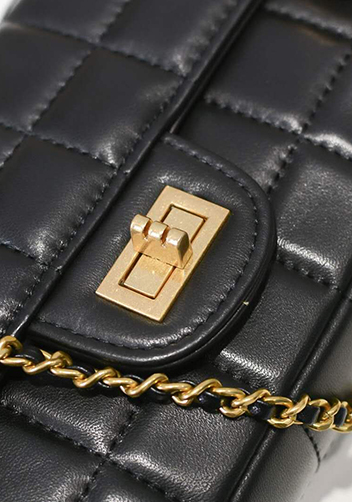 Adele Ice Cubes Leather Shoulder Bag Black