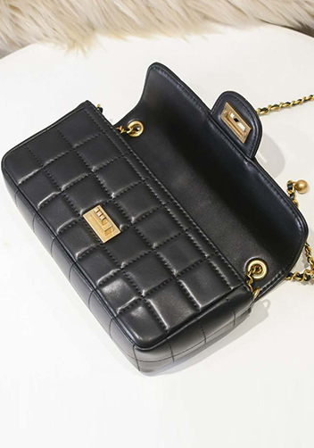 Adele Ice Cubes Leather Shoulder Bag Black
