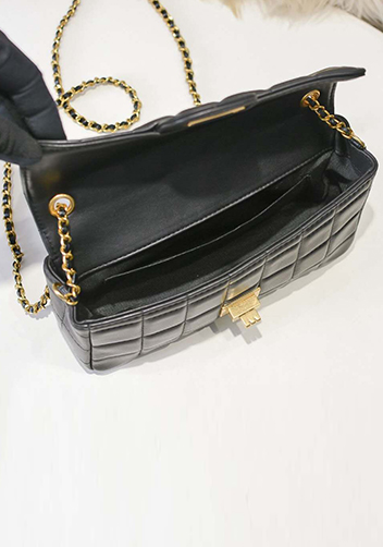 Adele Ice Cubes Leather Shoulder Bag Black