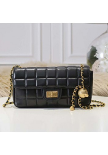 Adele Ice Cubes Leather Shoulder Bag Black