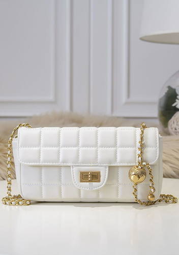 Adele Ice Cubes Leather Shoulder Bag White